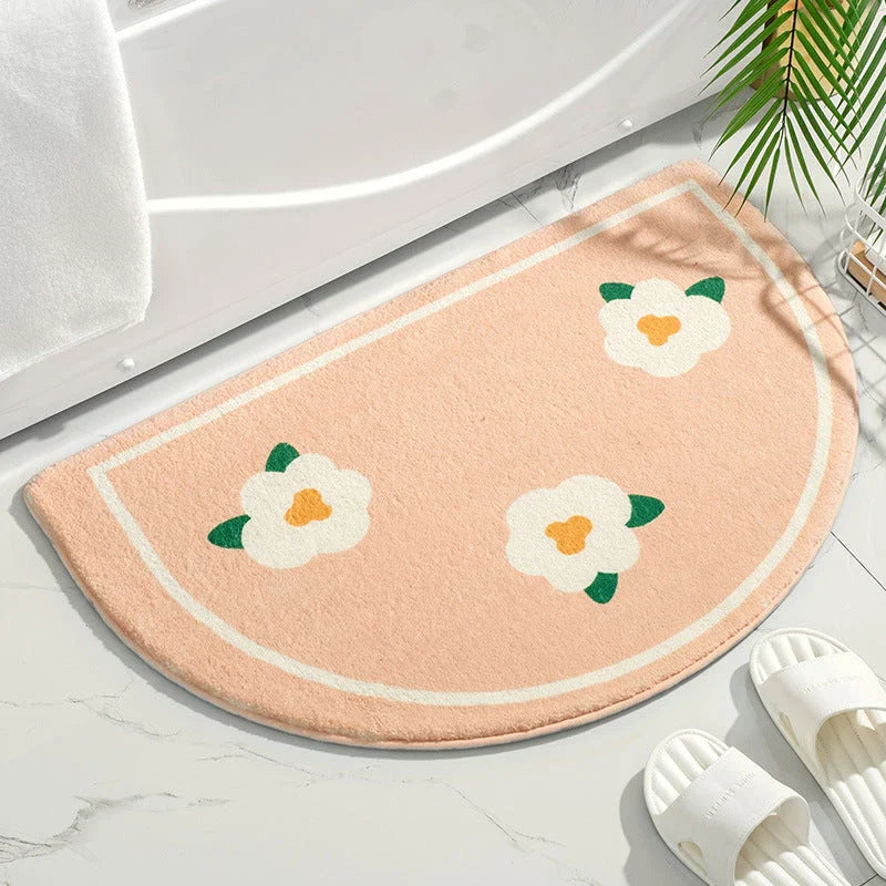 Trendha Small Fresh Flower Greeting Mat in floral design, with non-slip backing and absorbent material for a welcoming and functional home accessory