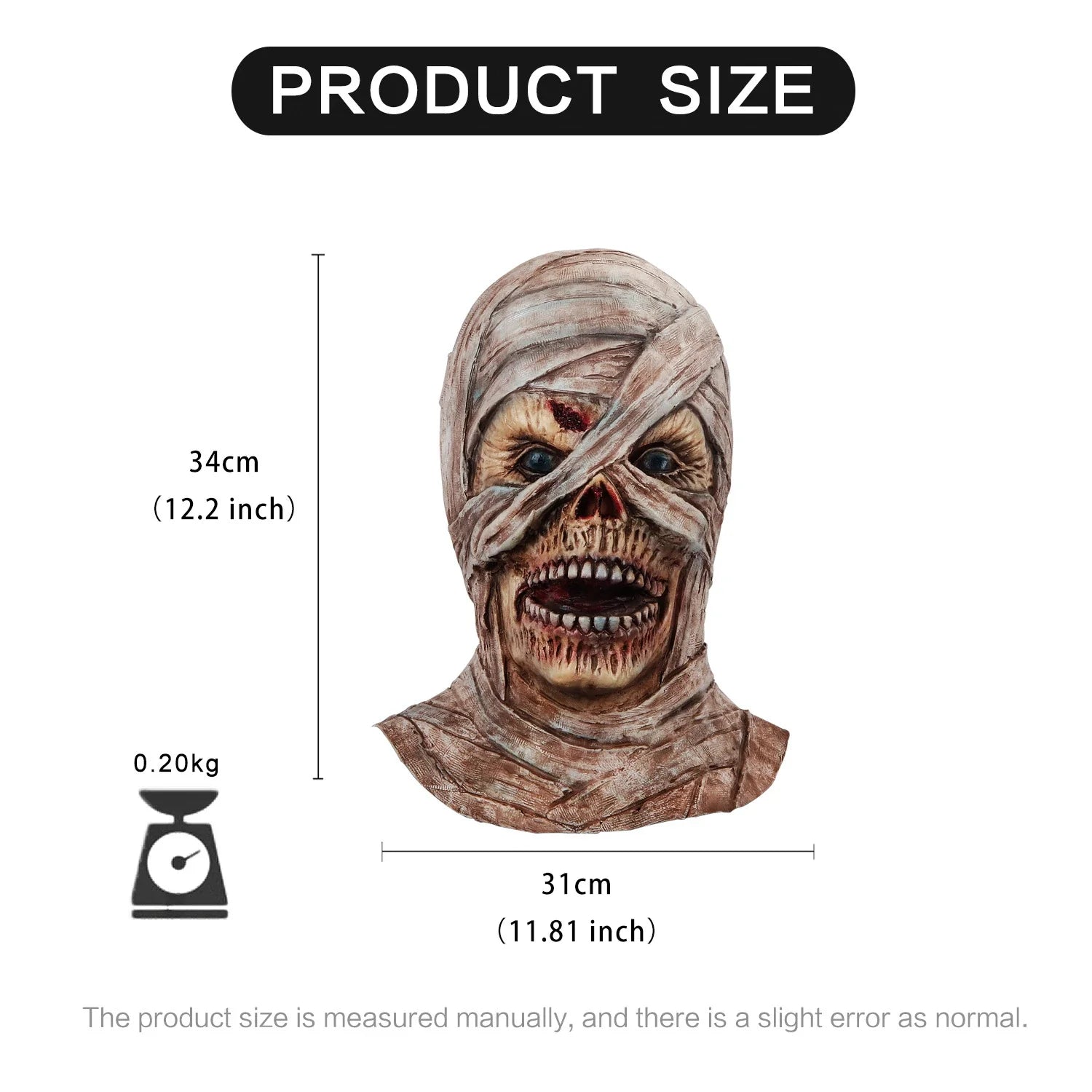 A realistic Latex Mummy Mask with intricate wrappings, perfect for Halloween festivities in New Zealand.