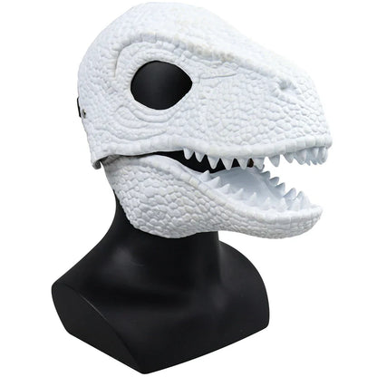 Spooky velociraptor dinosaur mask with movable mouth, ideal for Halloween costumes and dino-themed events