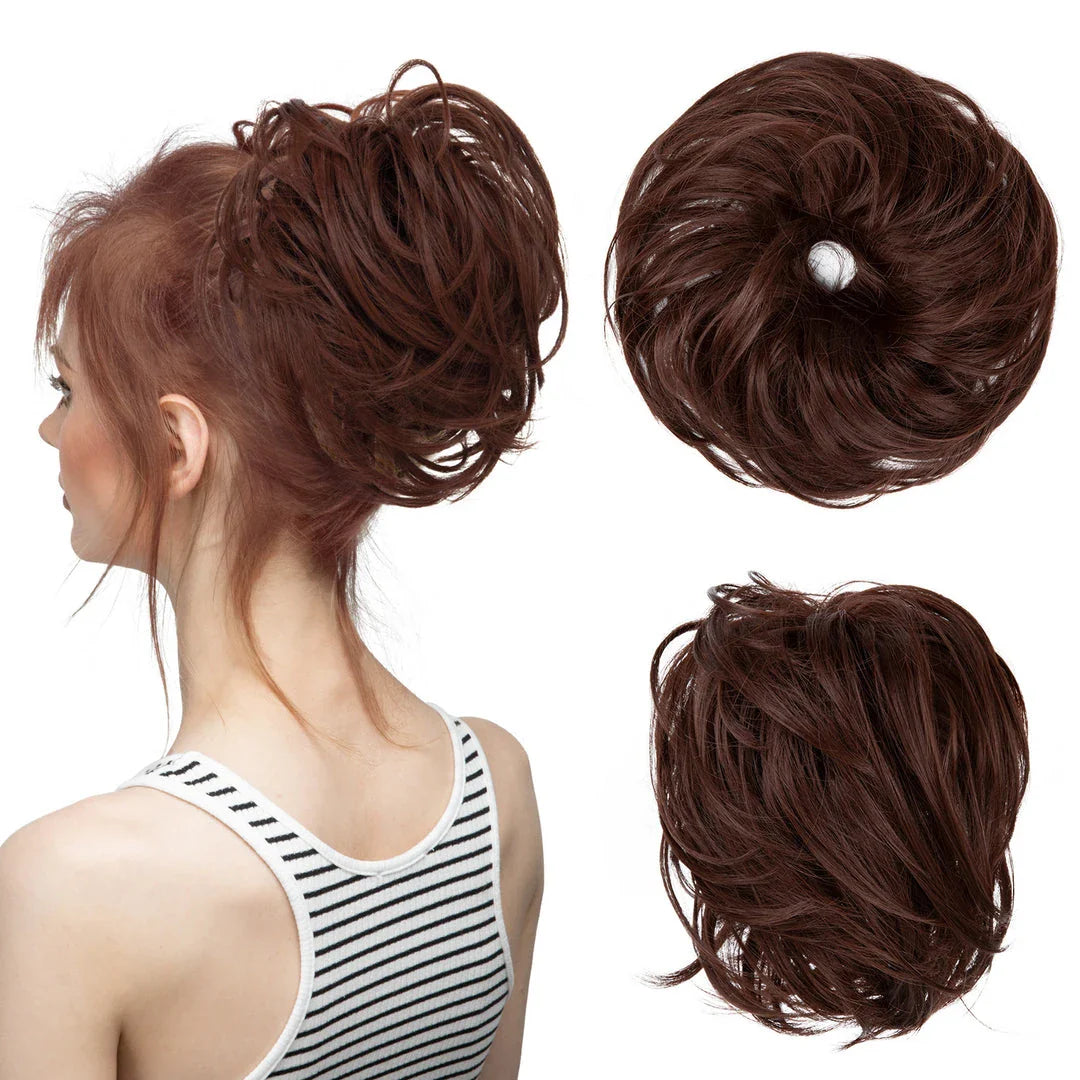 Fluffy and natural-looking hair bun made from premium domestic silk for easy, effortless updos