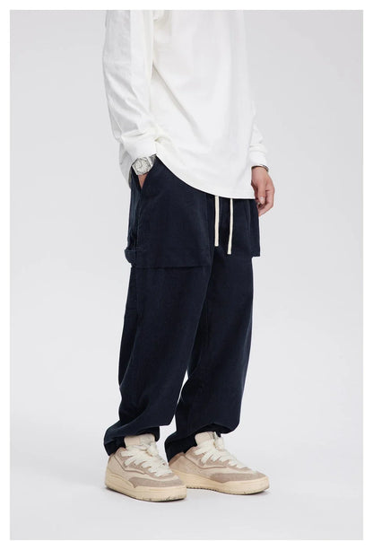 Stylish retro-inspired corduroy casual pants in a straight-leg fit, perfect for the laid-back Kiwi lifestyle.