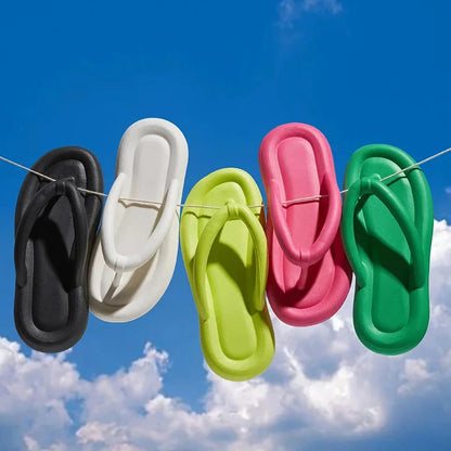 Colourful summer beach flip flops for women with soft, cushioned soles and durable, non-slip design