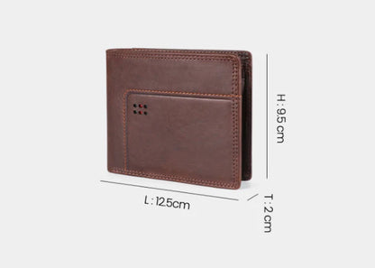 Premium cowhide leather clutch wallet in a classic chocolate colour, featuring multiple internal compartments for organising cards, cash, and other essentials