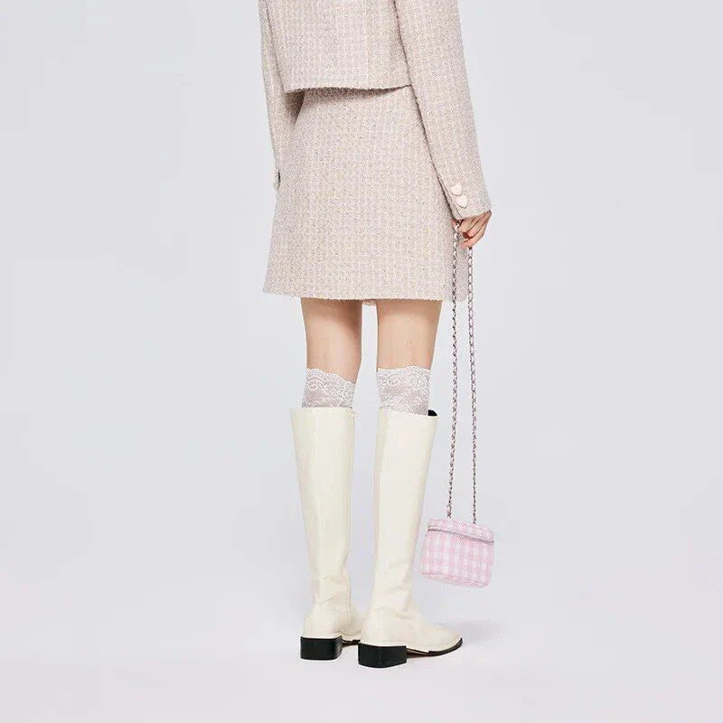 Timeless Plaid A-Line Skirt with Asymmetric Design and Button Details