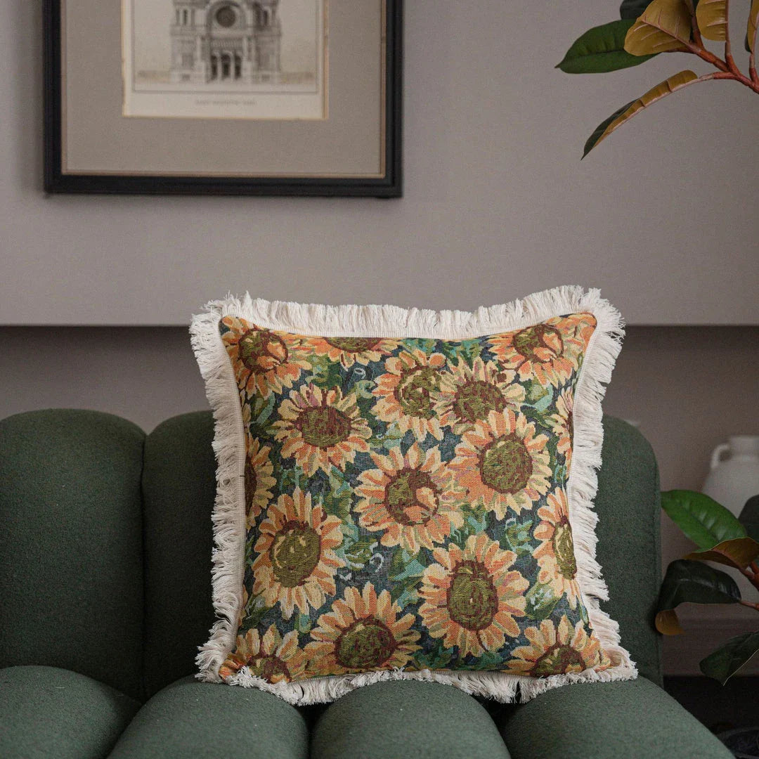 Stylish Jacquard Cushion Cover in vibrant floral and plant patterns, perfect for adding a touch of Kiwi charm to your home or car