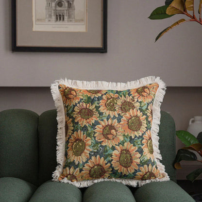Stylish Jacquard Cushion Cover in vibrant floral and plant patterns, perfect for adding a touch of Kiwi charm to your home or car