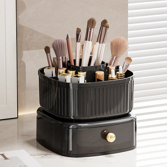 360 Degree Rotating Makeup Organiser with Drawers in Elegant Colours for Organised Vanity