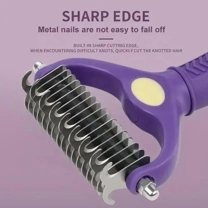 Versatile 2-in-1 Pet Grooming Brush & Deshedding Tool for Dogs, Cats, and Horses with Thick or Fine Coats