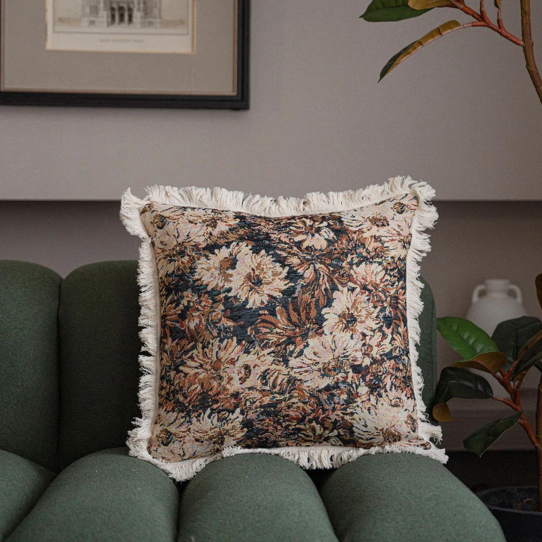 Stylish Jacquard Cushion Cover in vibrant floral and plant patterns, perfect for adding a touch of Kiwi charm to your home or car