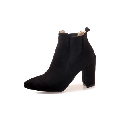 Stylish frosted booties with pointed toe and rubber sole, perfect for everyday wear in New Zealand