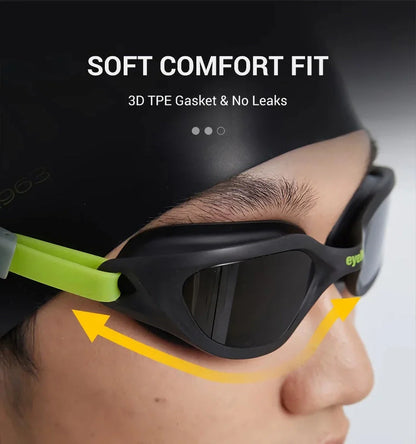 Premium anti-fog swimming goggles with wide-angle lens for clear underwater vision