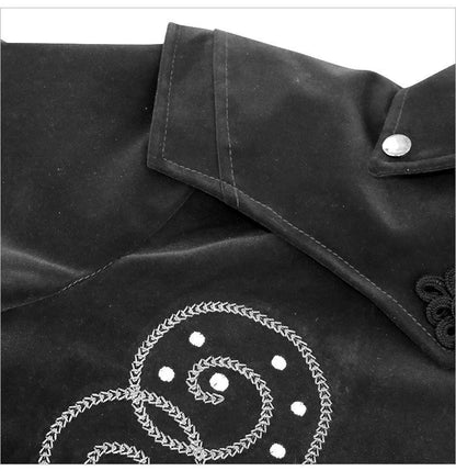 Men's Gothic Halloween Coat with Stand Collar - Stylish and Durable Polyester Blend Jacket in Black