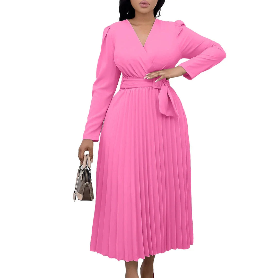 Stylish pleated Africa dress with lace-up detailing, available in various colours