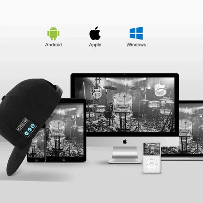 Wireless Bluetooth Speaker Cap with built-in microphone and adjustable fit for outdoor adventures