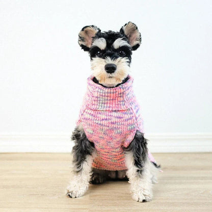 Cozy purple turtleneck sweater for pets, featuring a stylish design and made with premium acrylic yarn in New Zealand.