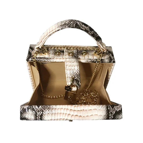 Eco-Friendly Python Print Handbag with Roomy Interior and Adjustable Shoulder Strap