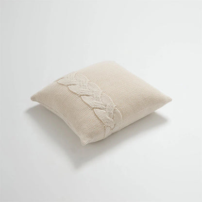 Soft, fluffy acrylic knitted pillow case with unique Nordic twist design in four colour options