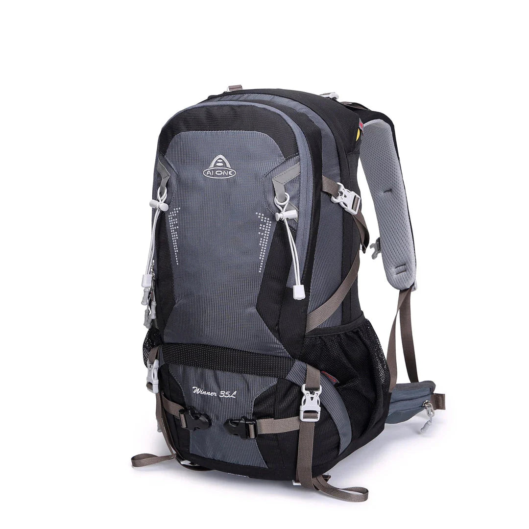 Rugged outdoor backpack with rain cover, perfect for hiking, camping, and other New Zealand adventures