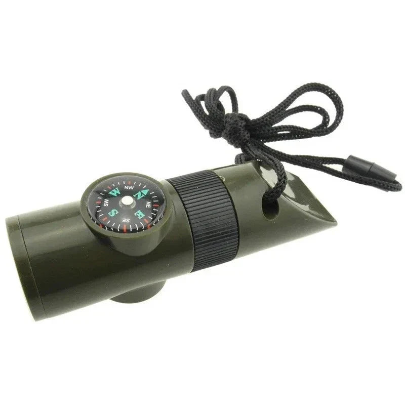 Versatile 7-in-1 emergency survival tool with compass, flashlight, and other essential features for Kiwi outdoor adventures