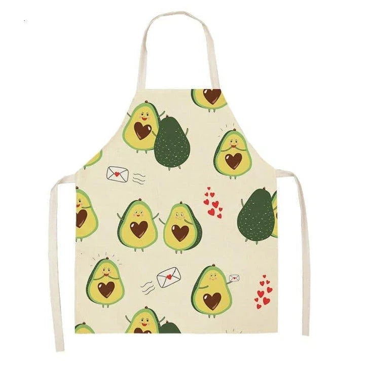 Avocado printed kitchen bib made from high-quality cotton, providing excellent protection and Kiwi-inspired style for Kiwi cooks and entertainers.