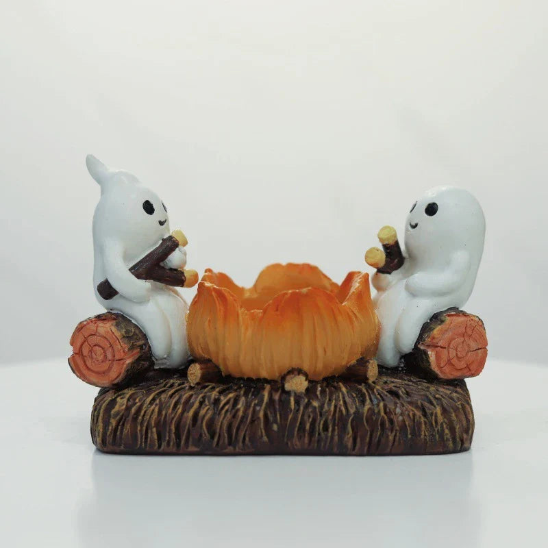 Flickering ghost campfire resin nightlight with realistic flame effect and spooky design