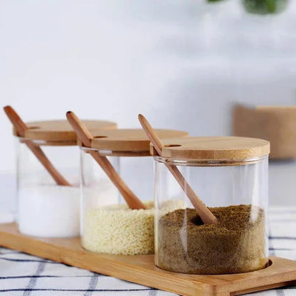 Transparent glass jar with wooden spoon, a versatile and eco-friendly kitchen storage solution for Kiwi homes