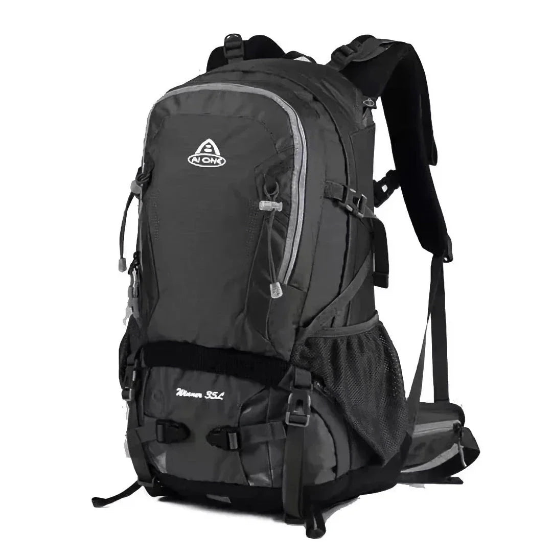 Durable outdoor backpack with waterproof construction, rain cover, and multiple compartments for organised adventuring