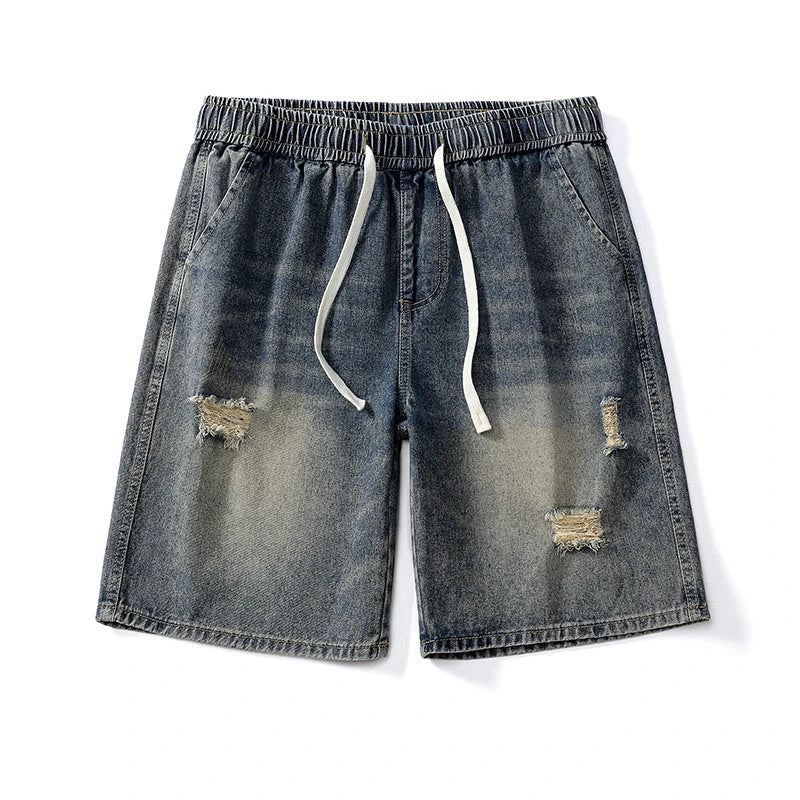 Sustainable Kiwi-made denim shorts in a classic straight-leg silhouette with a vintage wash