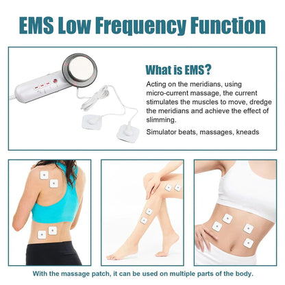 3-in-1 Ultrasonic Body Sculptor and Facial Lifter with Ultrasonic, EMS, and Infrared functions for body shaping and skin rejuvenation