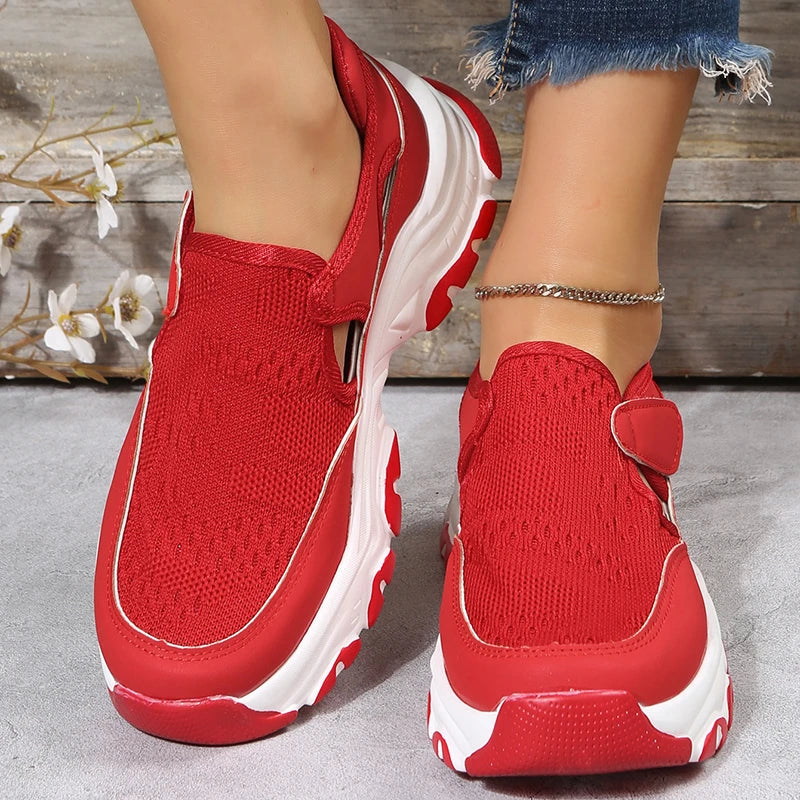 Stylish mesh sports shoes for women in various vibrant colours, featuring a breathable mesh upper and suede detailing for comfortable outdoor wear