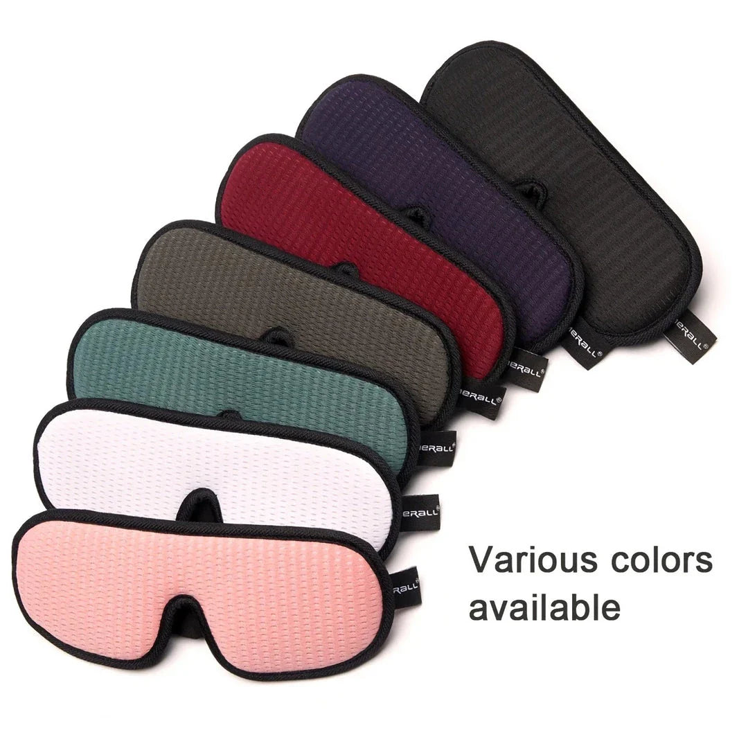 Comfort 3D Sleep Mask with 100% light blocking, pressure relief design, and adjustable fit for restful sleep