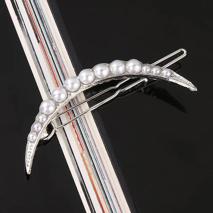 Elegant pearl and geometric hairpins in silver and gold tones, designed to elevate Kiwi women's hairstyles for any occasion.