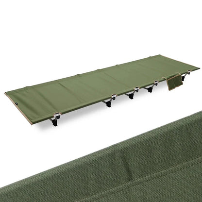 Durable Kiwi Outdoor Folding Camping Cot with sturdy aluminum frame and comfortable canvas surface