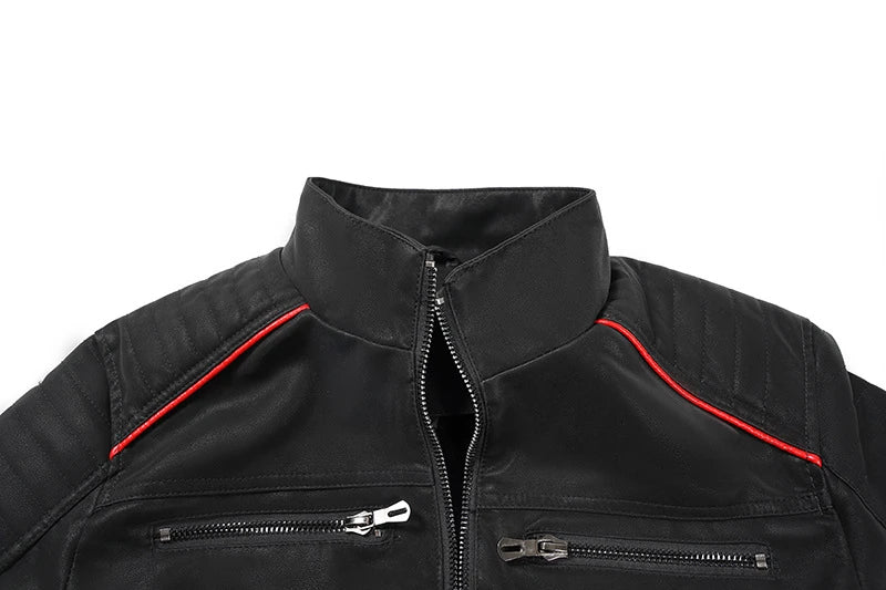 Stylish stand collar leather jacket for Kiwi men, featuring premium brushed PU leather and a tailored fit for a refined, casual-cool look.