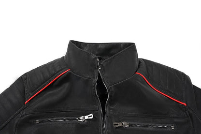 Stylish stand collar leather jacket for Kiwi men, featuring premium brushed PU leather and a tailored fit for a refined, casual-cool look.