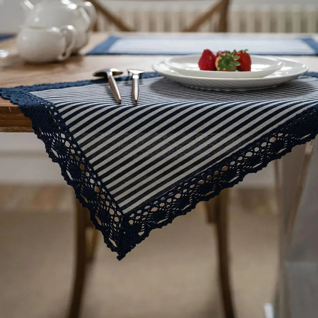 Stylish geometric lace placemats in a variety of shapes and colors, designed to protect your Kiwi dining table and add a touch of modern elegance.