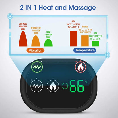 3-Level Heated Vibrating Shoulder Massager for Pain Relief and Rehabilitation, featuring heat therapy, magnetic therapy, and vibration massage functions.