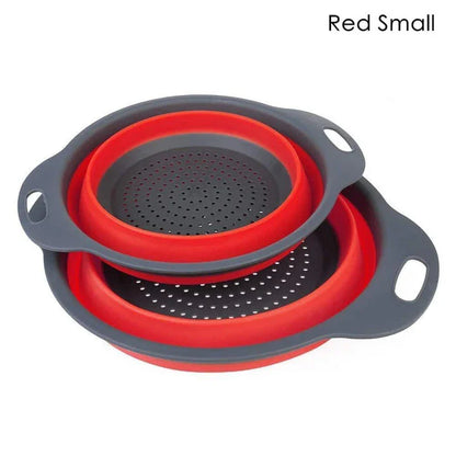 Folding Silicone Colander for Kiwi kitchens, available in large and small sizes, featuring a durable, flexible, and space-saving design.