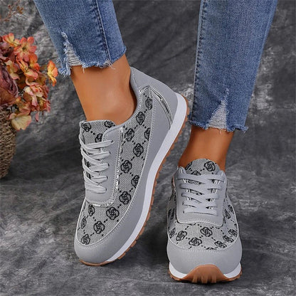 Stylish flower-printed lace-up sneakers with durable rubber soles and breathable materials, perfect for Kiwi women's active lifestyles.