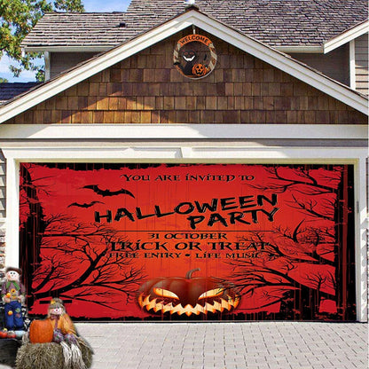 Halloween Hanging Cloth Garage Door Backdrop in abstract geometric pattern