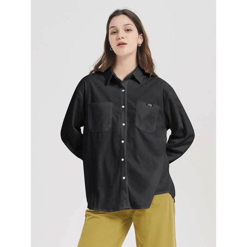 A stylish autumn corduroy blouse with a sleek, straight pattern and a variety of Kiwi-friendly colours.