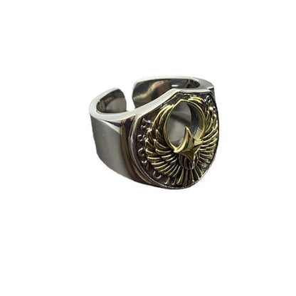 Stylish Retro Silver Men's Ring with Adjustable Fit and Auspicious Patterns