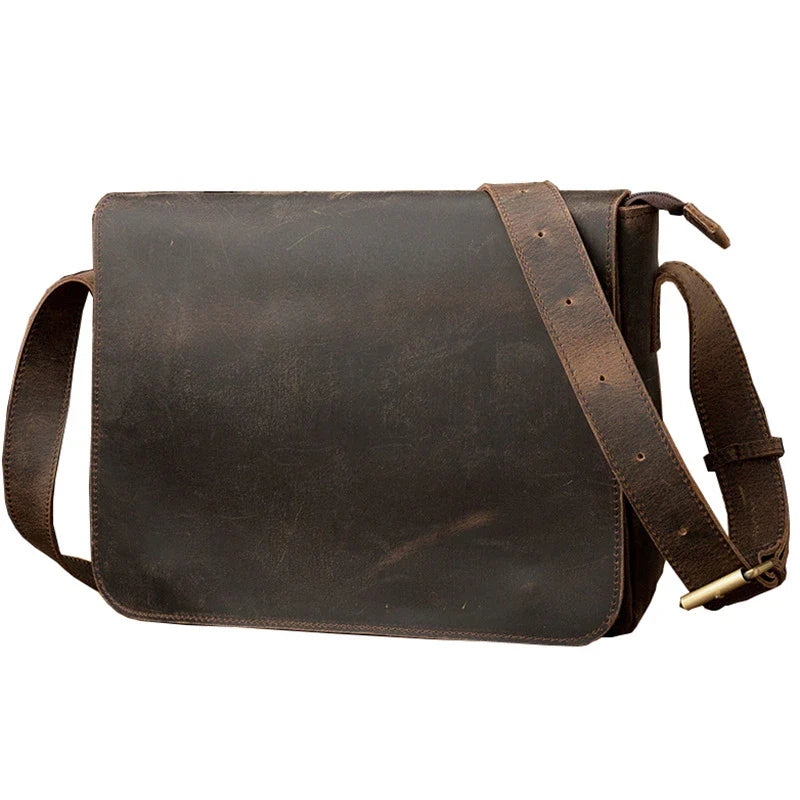 Trendha Leather Crossbody Bag in Brown, featuring an adjustable strap and organized pockets for everyday use