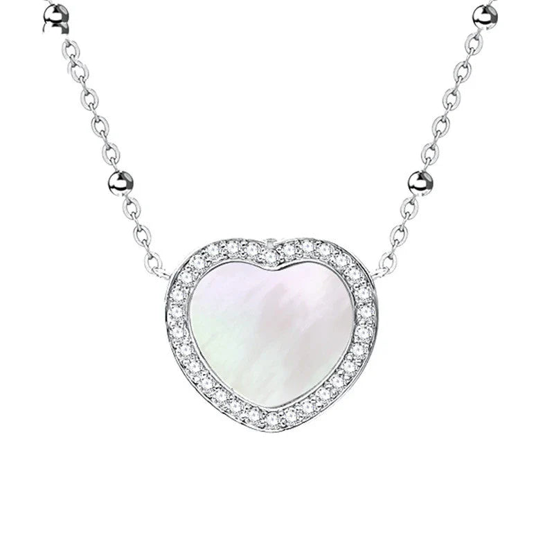 Premium 925 silver NFC-enabled love pendant necklace with zircon detailing and adjustable chain in rose gold or ice silver finish