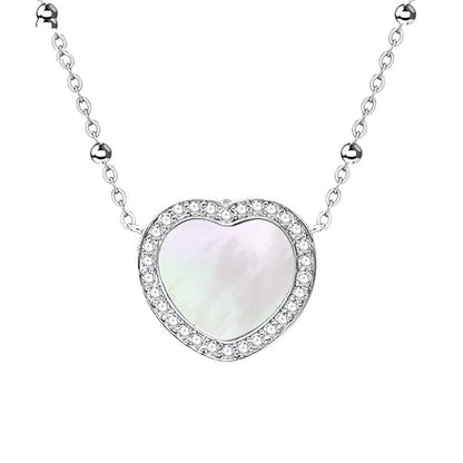 Premium 925 silver NFC-enabled love pendant necklace with zircon detailing and adjustable chain in rose gold or ice silver finish