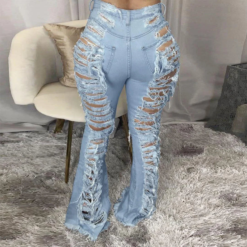 Shopfluxpro NZ Stylish Stretch Denim Flare Jeans for Plus Sizes