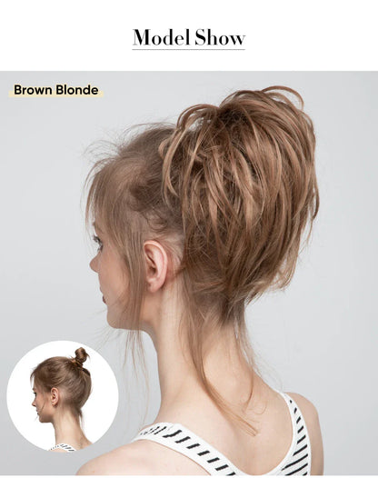 Fluffy and natural-looking hair bun made from premium domestic silk for easy, effortless updos