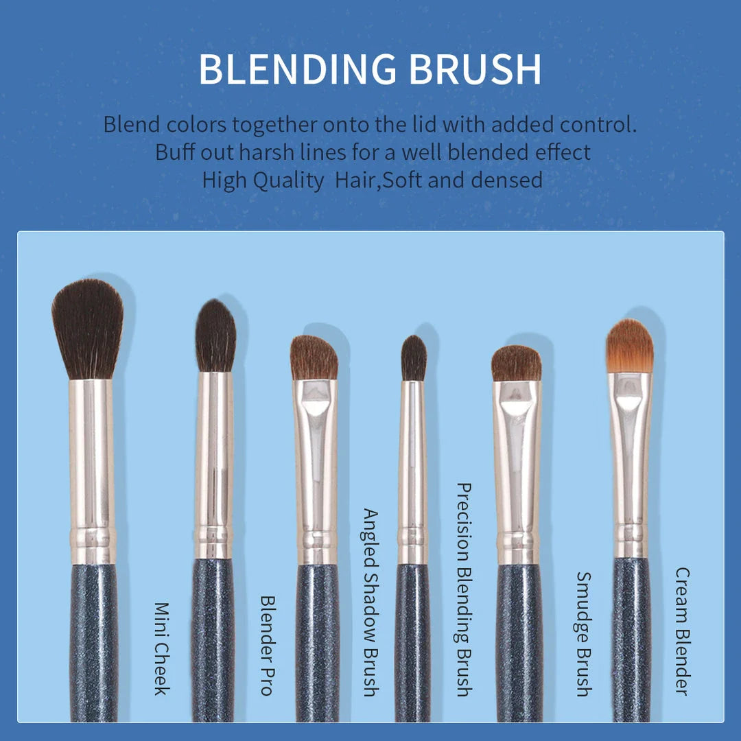 Versatile 13-Piece Eye Makeup Brush Set with Premium Natural and Synthetic Bristles for Seamless Blending, Precise Lining, and Natural Brow Grooming