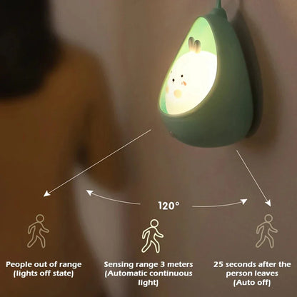 Cute animal-themed LED night light with motion sensor for Kiwi kids' bedrooms and nurseries