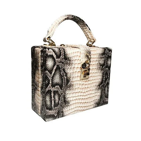 Eco-Friendly Python Print Handbag with Roomy Interior and Adjustable Shoulder Strap